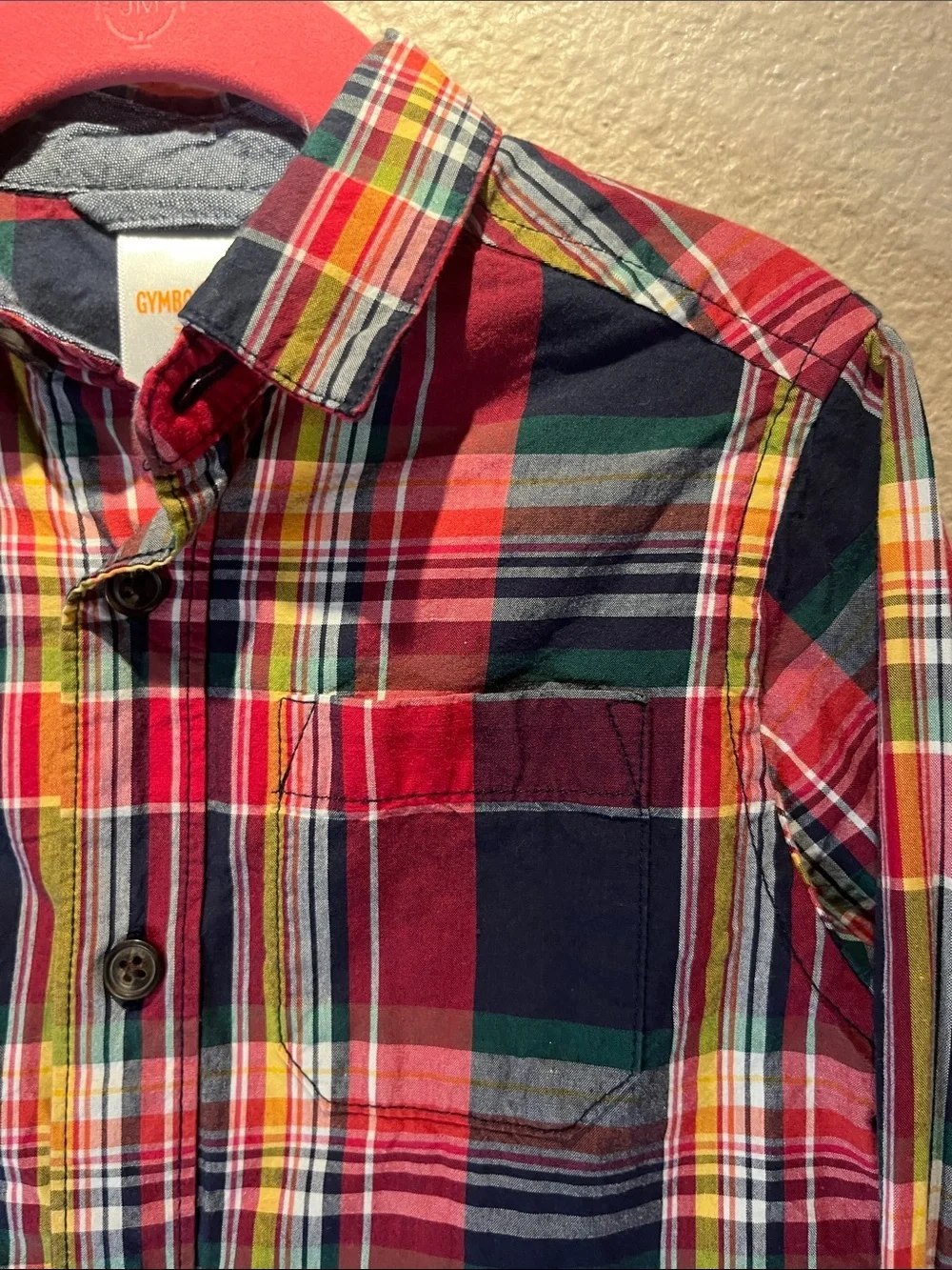 Gymboree Boys Matching Family Plaid Poplin Button Up Shirt Apple Orchard 3T